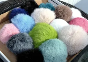 4-5,5" Real Rabbit Fur Pom Poms of different colors