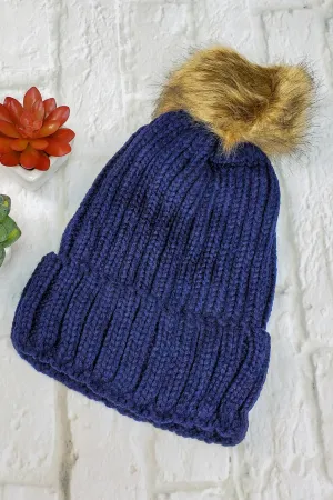 #5 Navy Pom-Pom Beanie