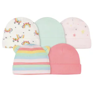 5-Pack Baby Girls Rainbow Caps