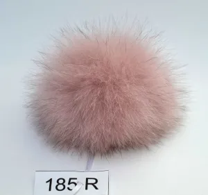 6" Pink Powder Real Fur Fox Pom Pom with ribbons