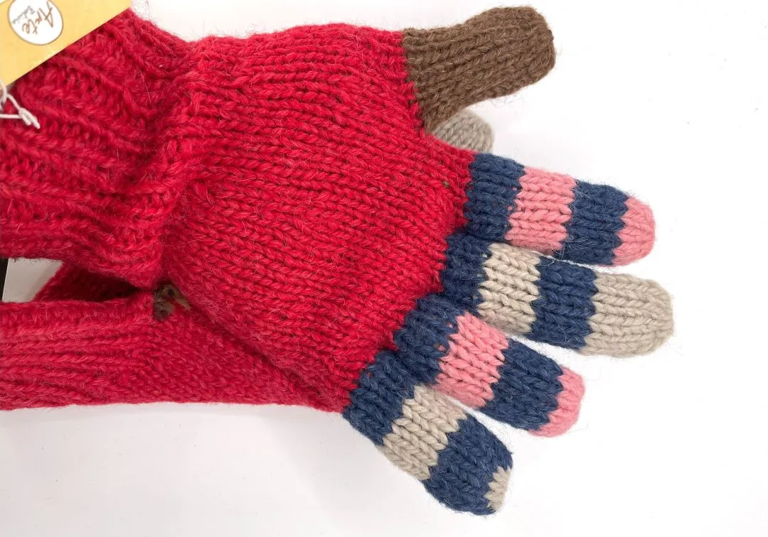Alpaca Handmade Gloves - Red, Bolivia