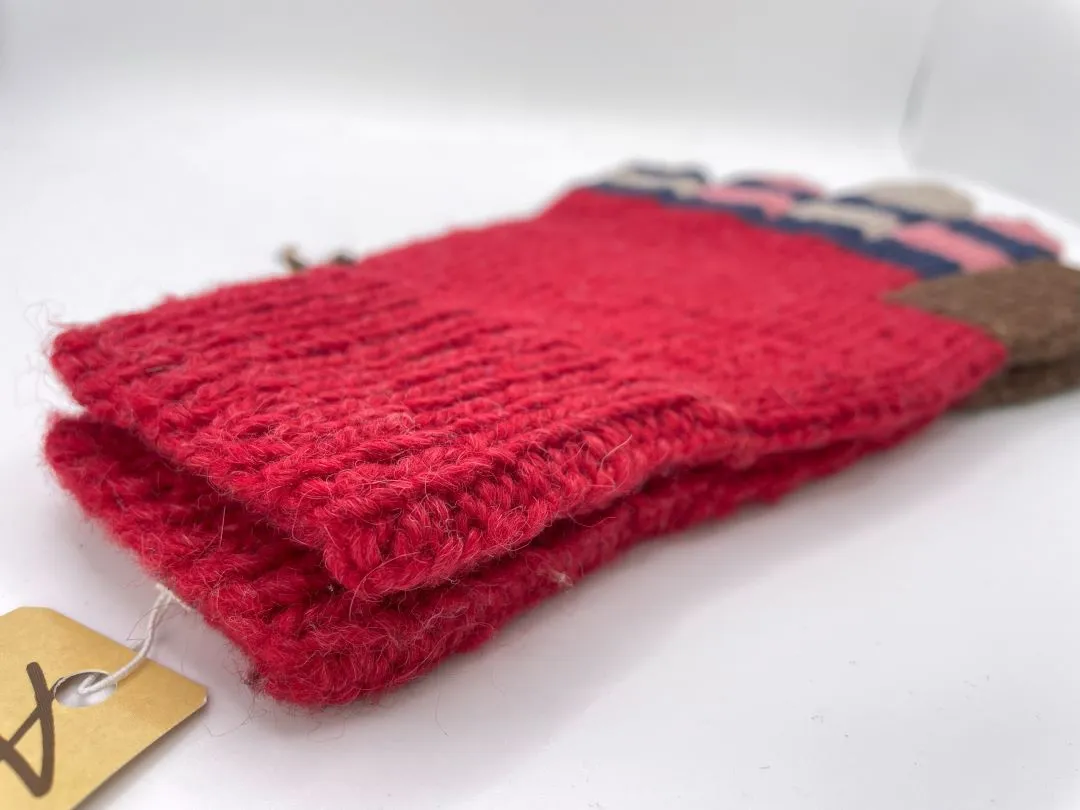 Alpaca Handmade Gloves - Red, Bolivia