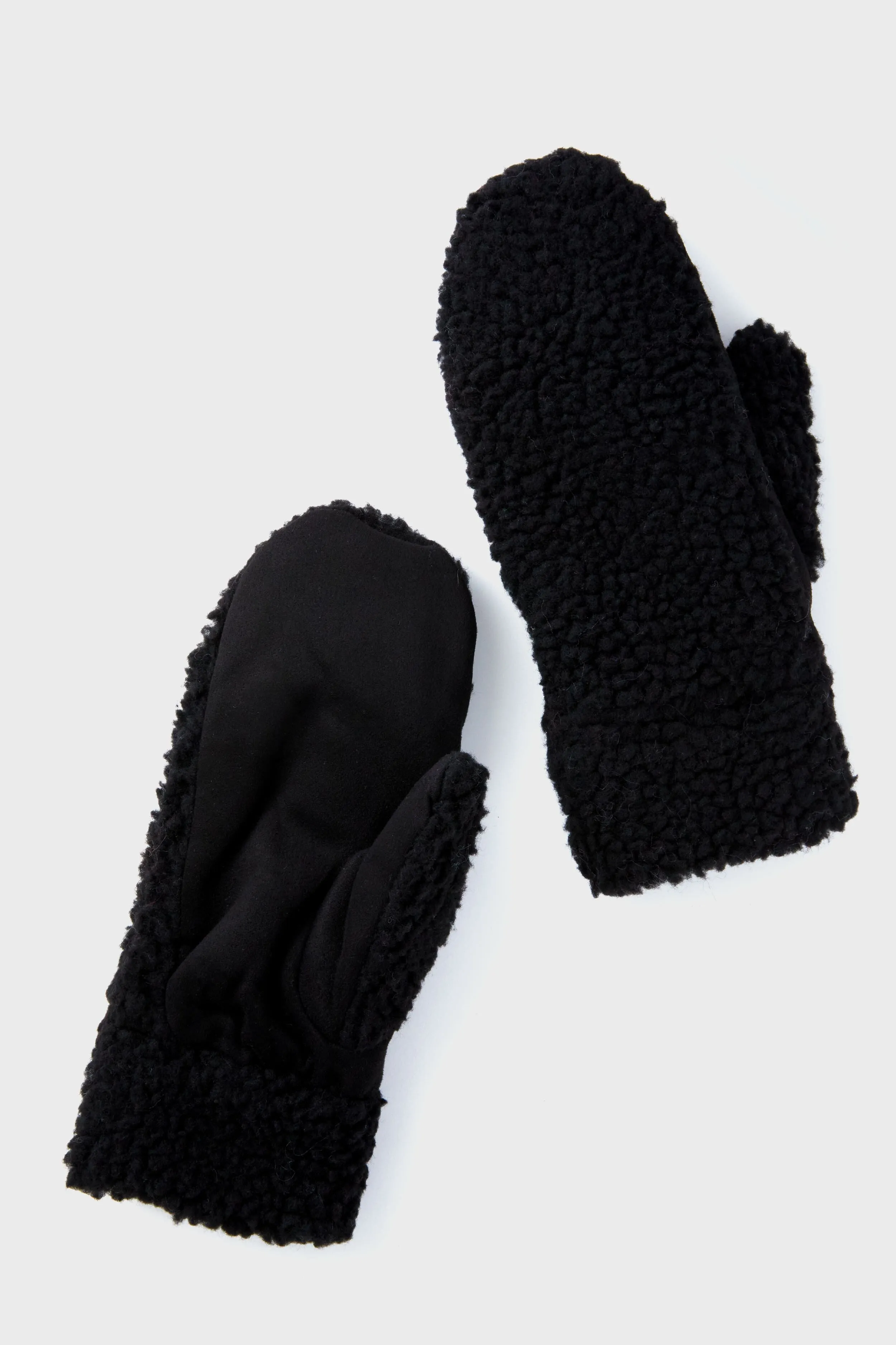 Black Sherpa Knit Mittens