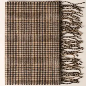 Camel Plaid Cashmere Feel Scarf