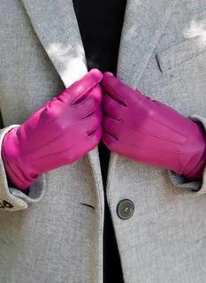 Dents Womens Emma Three-Point Leather Gloves - Hot Pink