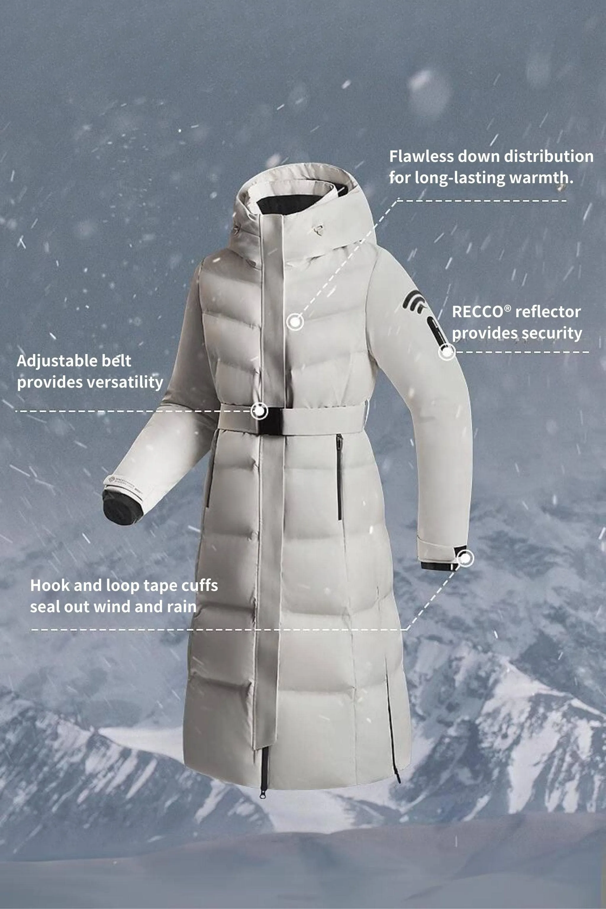 Premium GORE-TEX® Full-Length Down Corset Jacket for Ultimate Warmth and Style