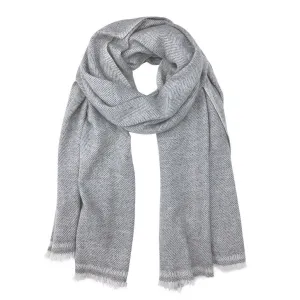 Gray Herringbone Cashmere Scarf by SLATE   SALT