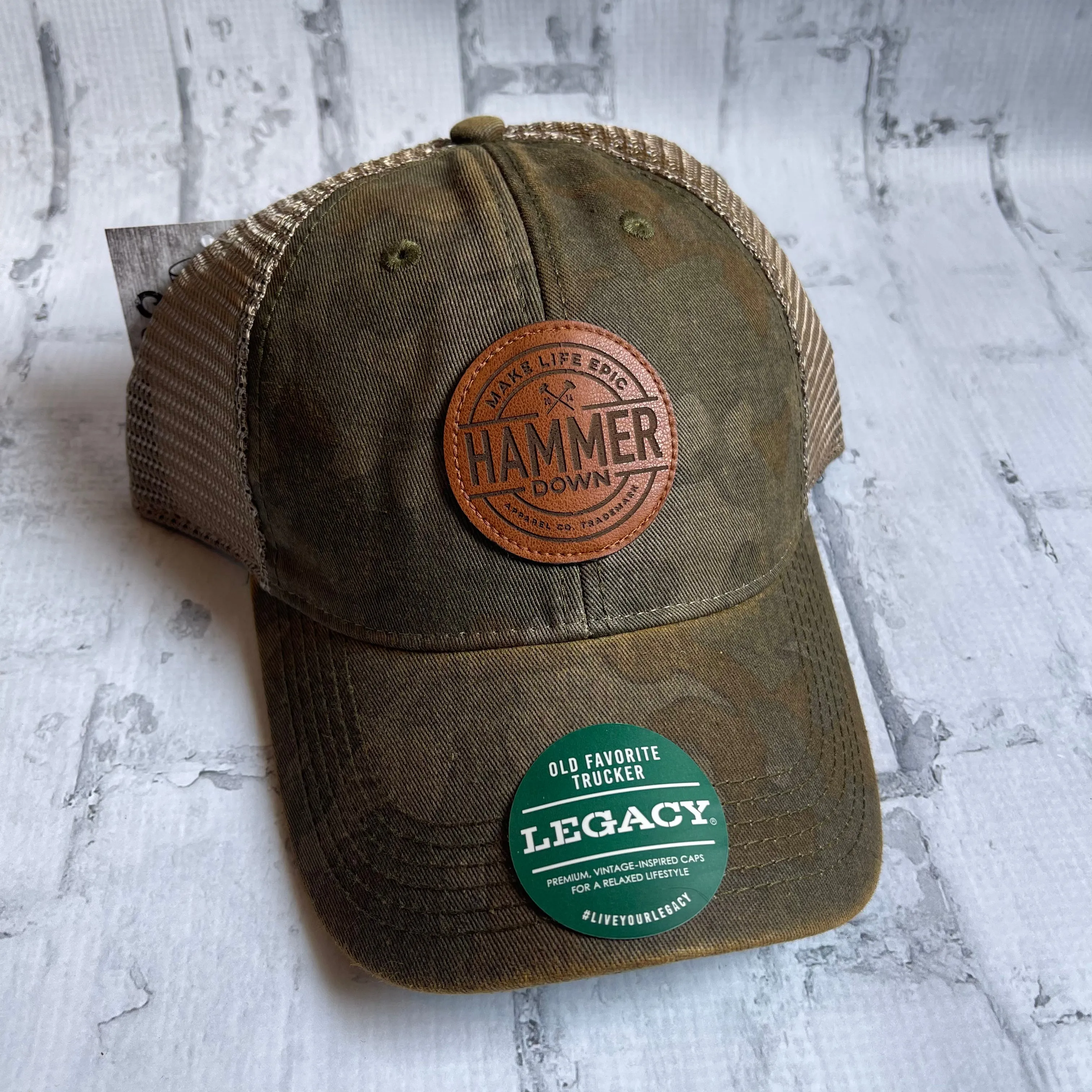 Hammer Down "MLE Badge" Hat - Brown Camo with Leather Patch