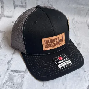 Hammer Down "Rectangle Deer" Hat - Black with Leather Patch