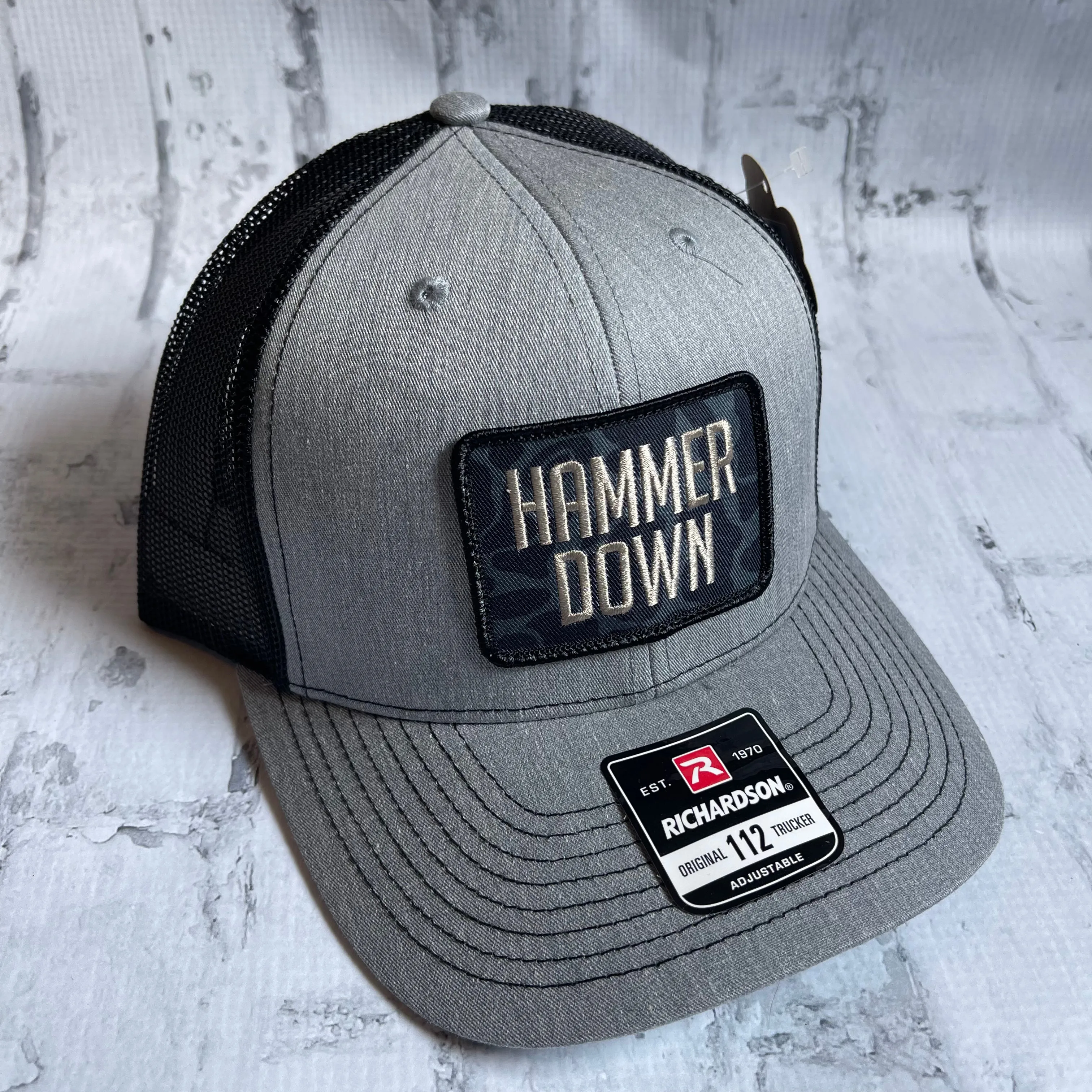 Hammer Down "Simple Black Duck Camo" Hat - Heather Gray with Woven Patch