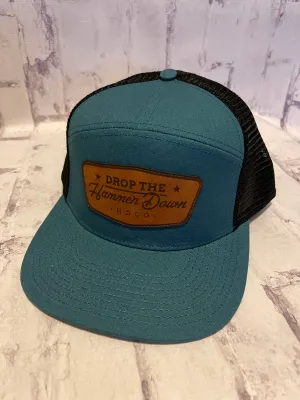 Hammer Down "Stars Badge" Trucker Hat - Blue with Leather Patch