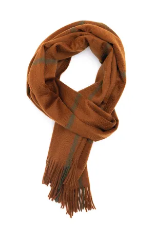 Joshua Ellis Windowpane 100% Cashmere Stole Brown