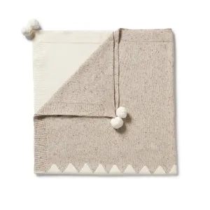 Knitted Jacquard Blanket | Almond Fleck