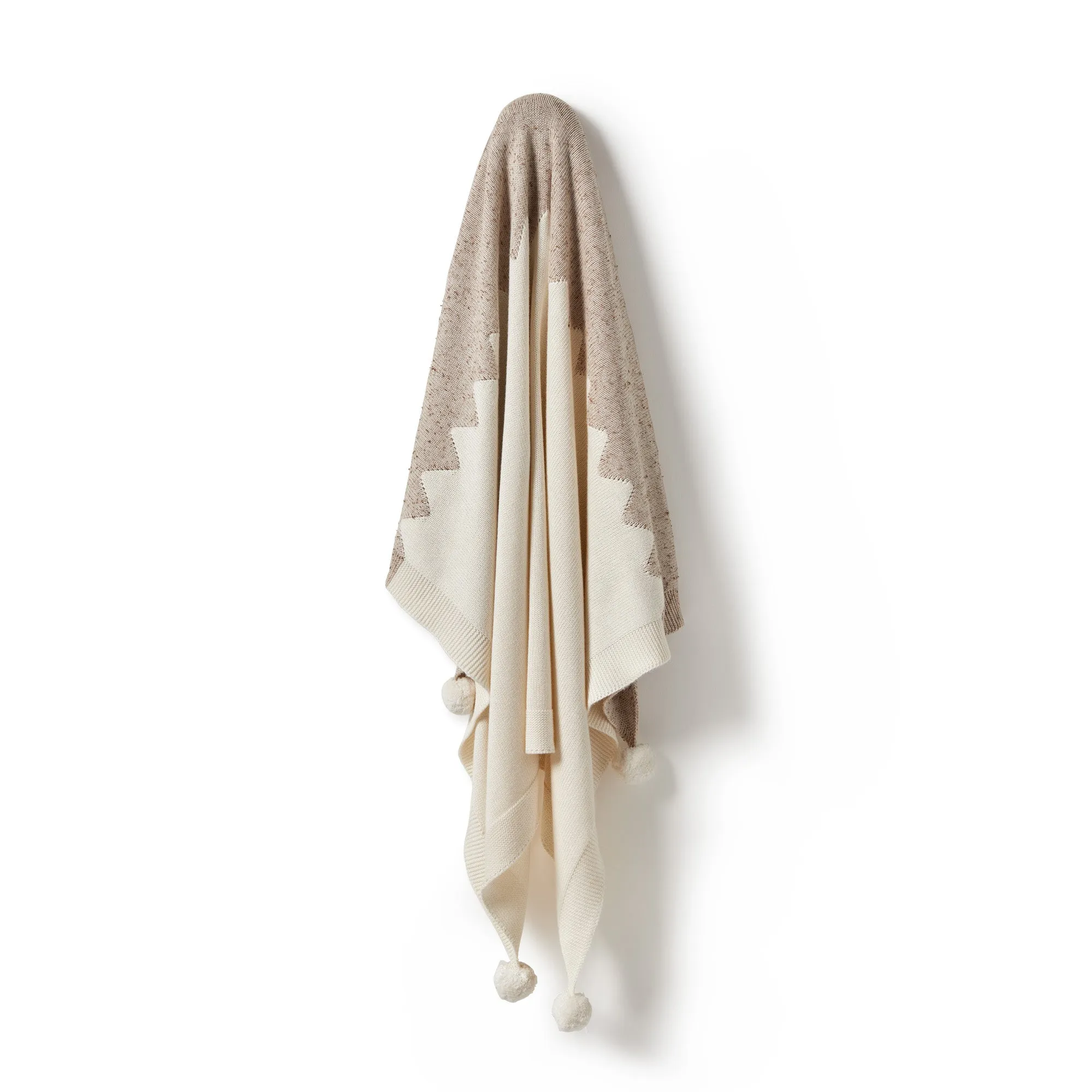 Knitted Jacquard Blanket | Almond Fleck