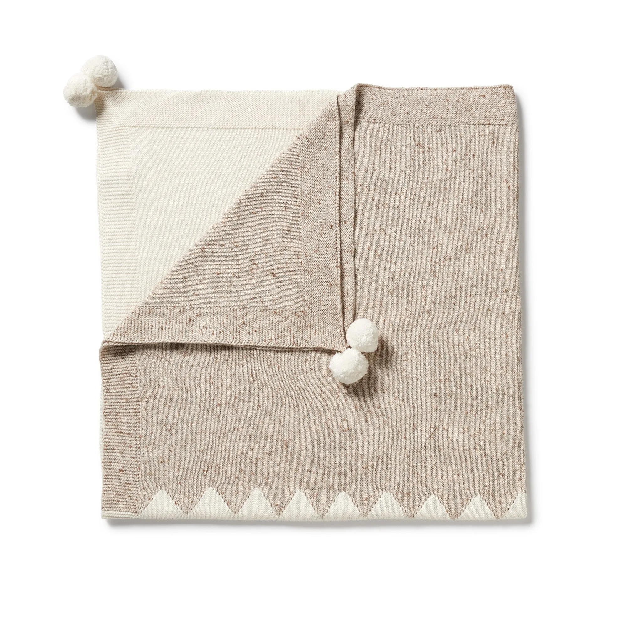 Knitted Jacquard Blanket | Almond Fleck