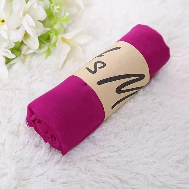 Luxury Brand Women Scarf Cotton Candy Color Hijab Scarf Pashmina Shawls And Wraps Head Scarves Neck Bandana Men Black Scarves