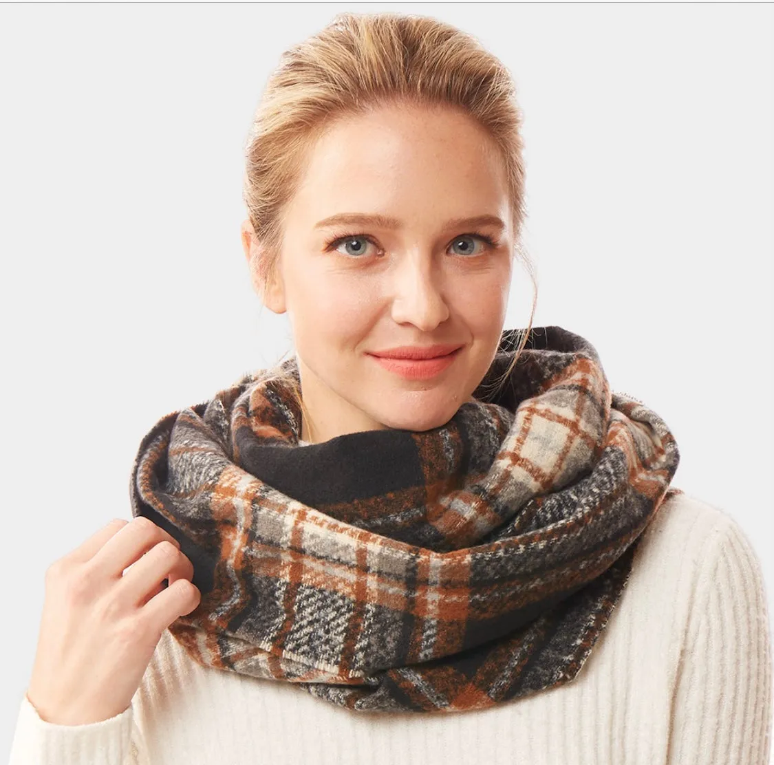 Plaid Check Infinity Scarves