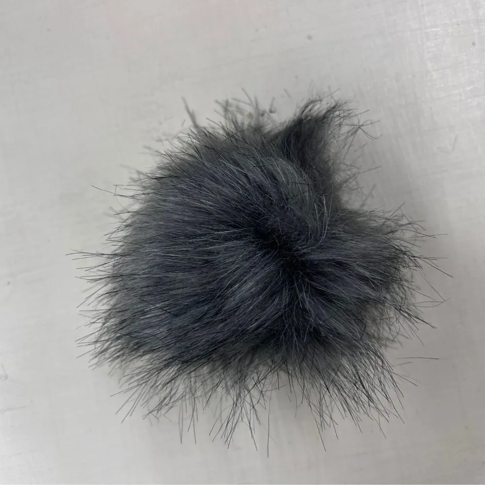Pom Poms Dark Grey - 8cm with Elastic Loop