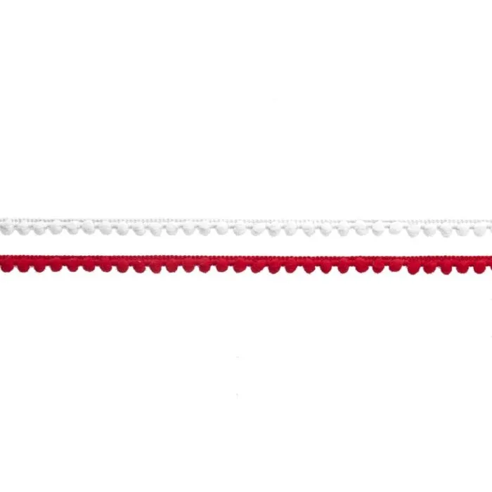 Red And White Pom Pom Ribbons