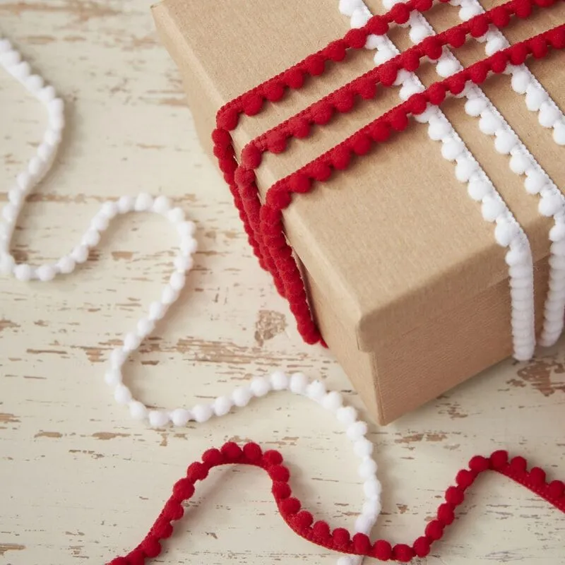 Red And White Pom Pom Ribbons
