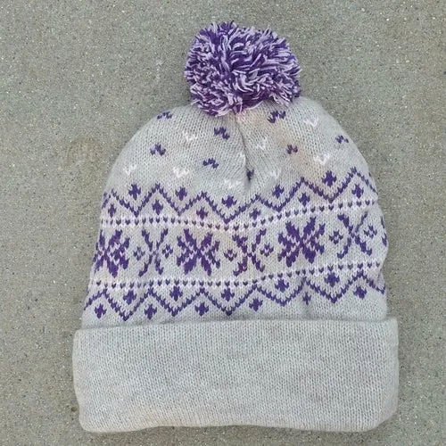 Snowflake Pom-Pom Alpaca Hat