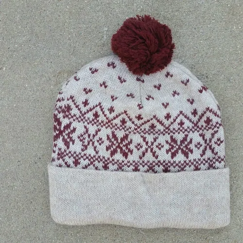 Snowflake Pom-Pom Alpaca Hat