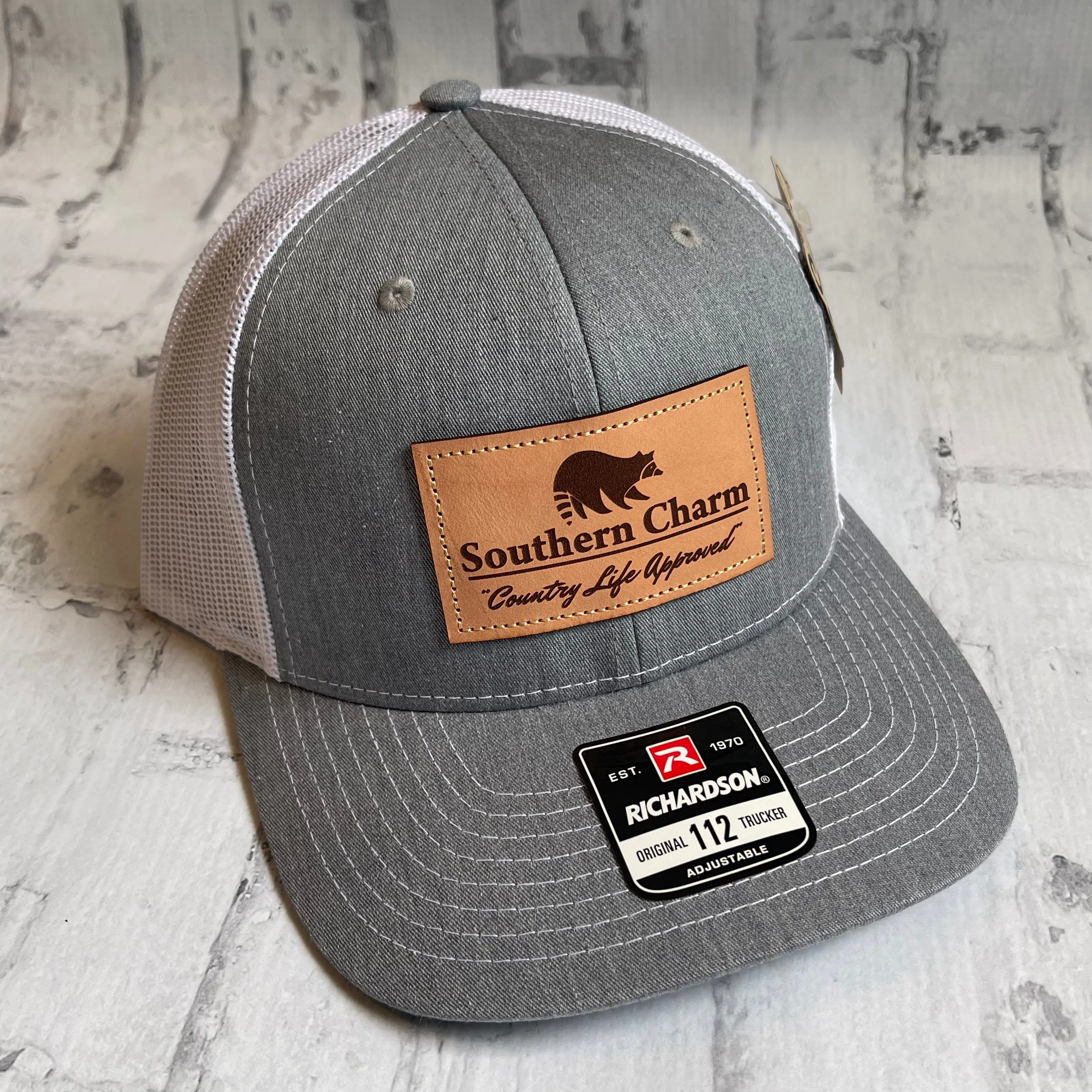 Southern Charm "Racoon CLA" Hat - Gray with Leather Patch