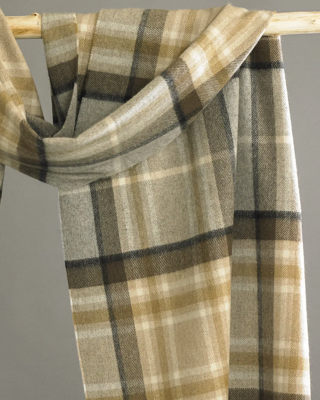 Toffee Plaid Cashmere Stole